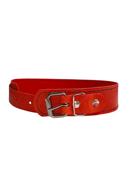 Вишуканий нашийник із високоякісної натуральної шкіри в червоному кольорі Sex Aura | Зображення 3