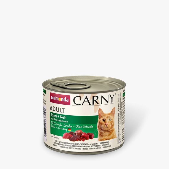 Корм Animonda Carny Adult Beef + Venison with Cowberries вологий з яловичиною, оленіною та брусницею для дорослих котів 200 гр