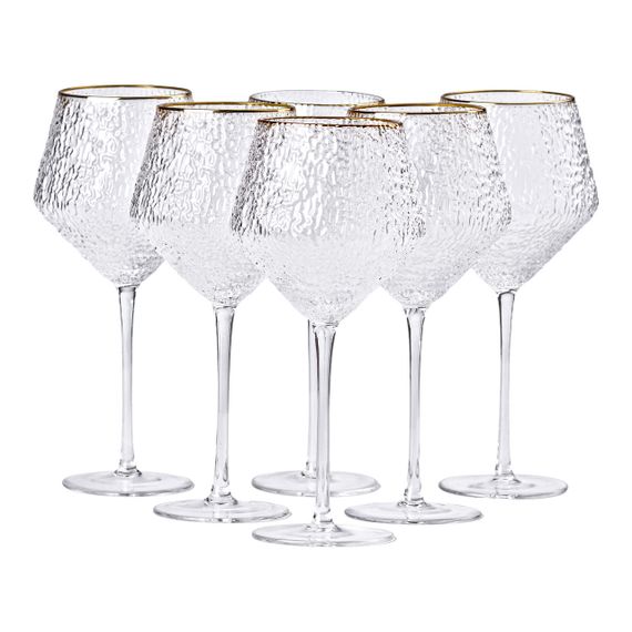 Набір фактурних келихів, 600 мл з тонкою ніжкою, комплект з 6, для вина HP-16-3