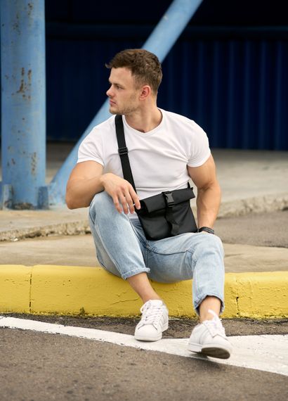 Чоловіча сумка через плече мессенджер Sambag MZH чорний тканева 20 × 25 см (70301065m) | Зображення 3