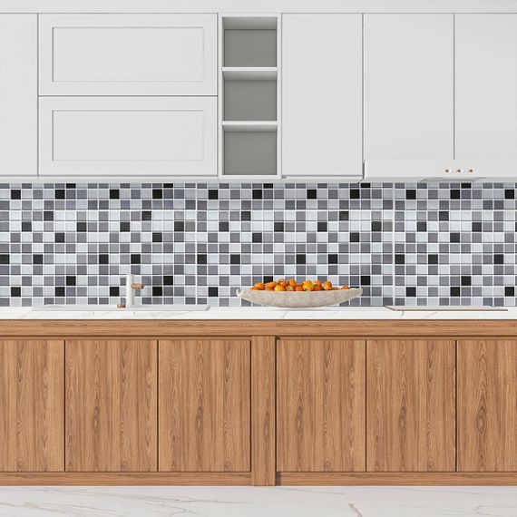 Декоративна ПВХ панель чорно-біла мозаїка 960х480х4мм SW-00001432 | Зображення 4