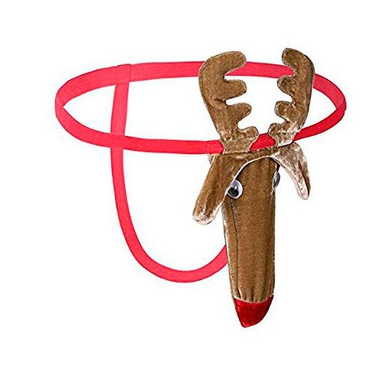 Стринги мужские "Олень" - - Коричневый с красным - М - L | Зображення 1