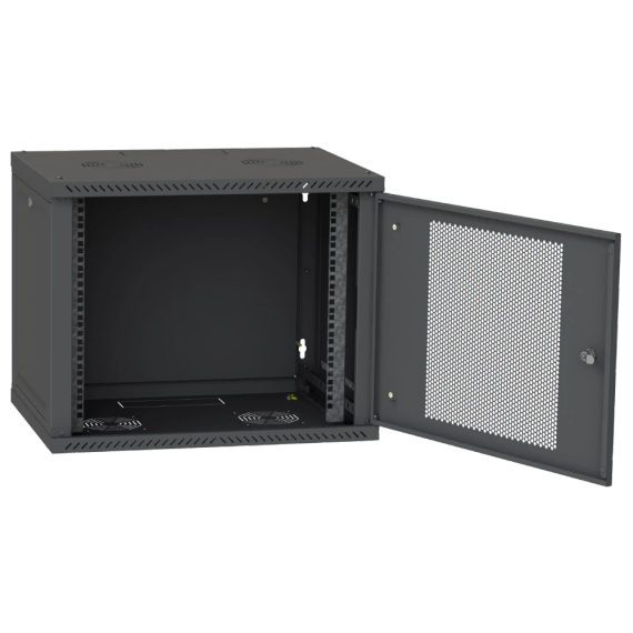 IPCOM 12U 600x450 Шафа телекомунікаційна двері перф(чорна) - Серверні шафи | Зображення 1