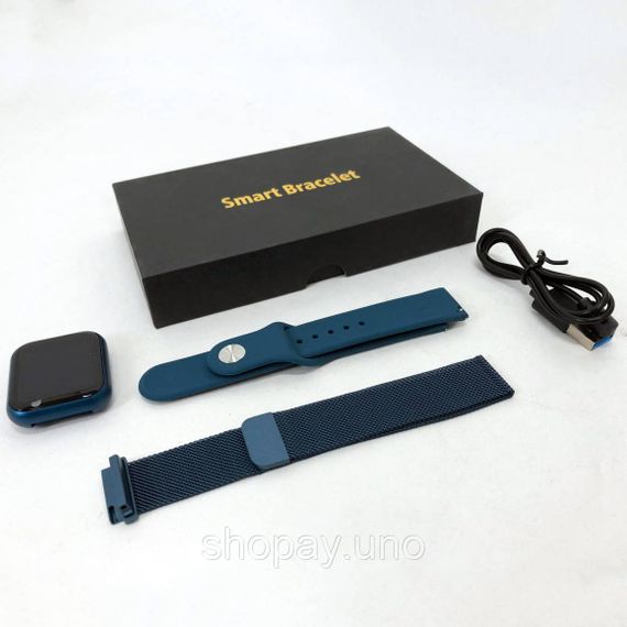 Smart Watch T80S, два браслети, температура тіла, тиск, оксиметр. Колір: синій GW-76 | Зображення 9