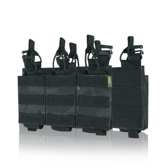 Съемная передняя панель к плитоноске с подсумками под 3 магазина черный мультикам | Зображення 1