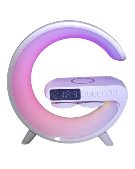 Настольная лампа-ночник Led Wireless Charging Speaker Google G11 (8527) 15W  беспроводная с колонкой, радио, будильником и беспроводной зарядкой White
