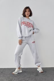Женский спортивный костюм на флисе с принтом Fullerton California - светло-серый цвет, L (есть размеры)