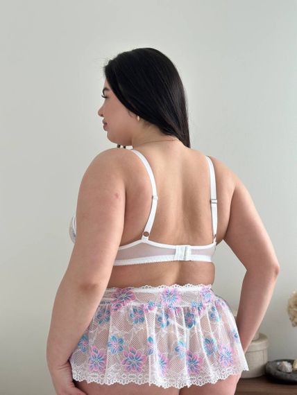 Прозорий пеньюар із трусиками у квіточки PLUS SIZE | Зображення 8