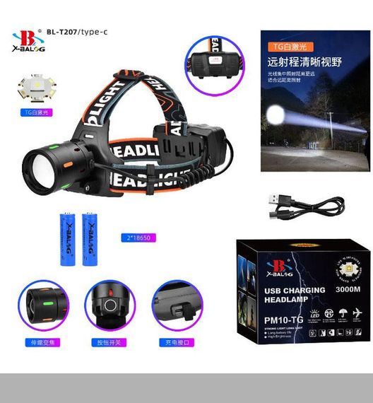 Налобний ліхтар Night Vision Fluorescence BL-T207-TG, водонепроникний, XPRO (47143-207_191)