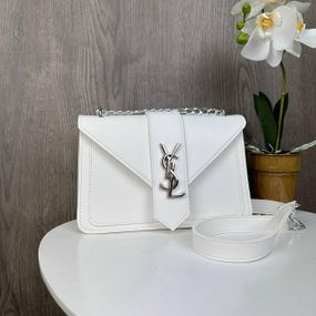Сумка жіноча через плече крос-боді маленька стильна на ланцюжку Біла (1234)