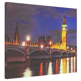 Картина на холсте Ночной Вестминстерский мост и Биг-Бен 40x50 см (H4050_GOR008)