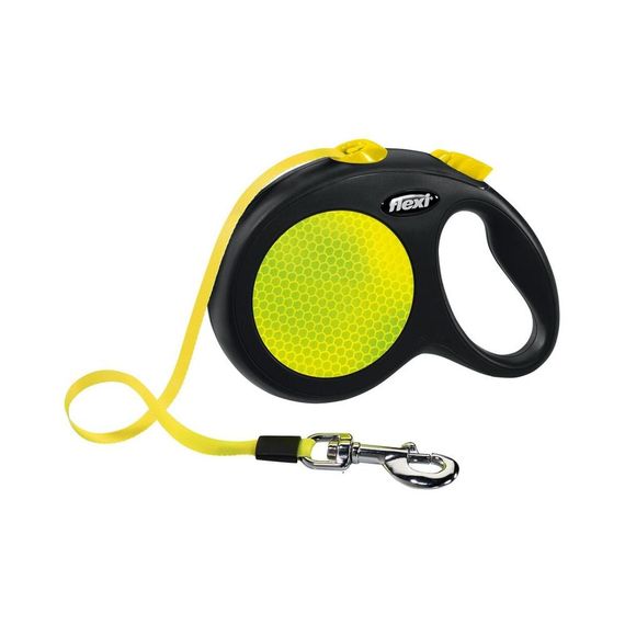 Рулетка Flexi Neon L, стрічка 5 м, чорний