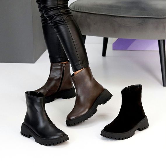 Практичні універсальні шкіряні черевики на флісі колір Шоколад | Зображення 9