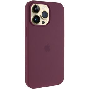 Чохол Silicone Case (AA) Logo with MagSafe для Apple iPhone 14 Pro (6.1") Бордовий / Plum