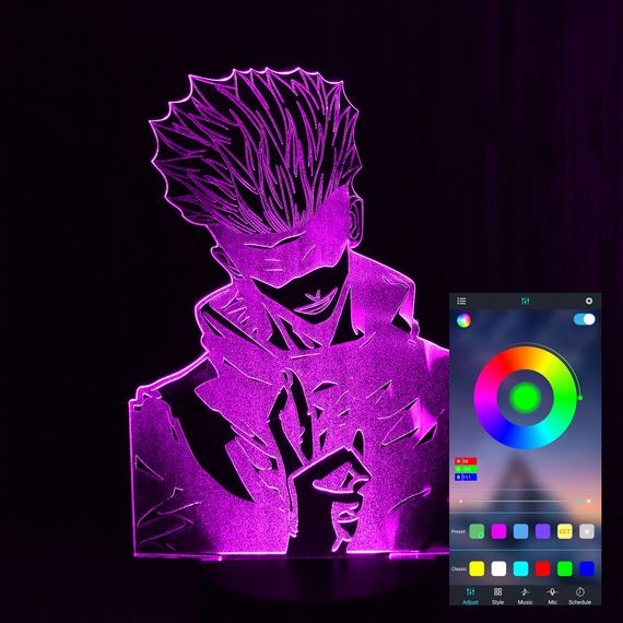 Акриловий світильник-нічник керування з телефона Сатору Годзьо (Satoru Gojo) tty-n000598