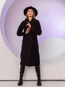 Женское длинное кашемировое пальто  MI549 цвет черный, размер 42/44