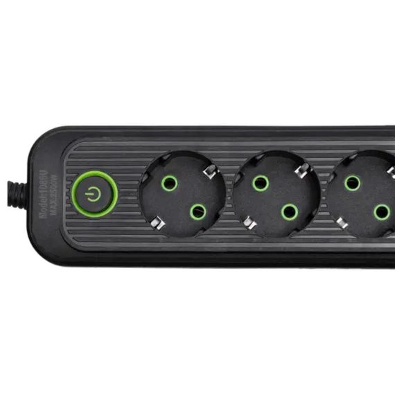 Мережевий фільтр-подовжувач 5 розеток 3xUSB-A 1xUSB-C 3м чорний HP-5-42 | Зображення 2