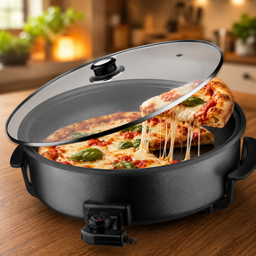 Сковорода для піци Pizza pan R.5405 RAF / Електросковорода для піци з антипригарним покриттям / Сковорода з кришкою та термостатом