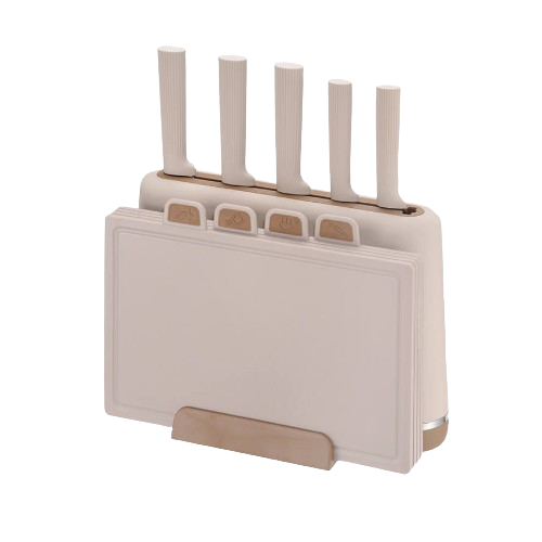 Набір ножів 10 предметів:(5шт + підставка + обробні дошки) MR-1412-BEIGE Maestro