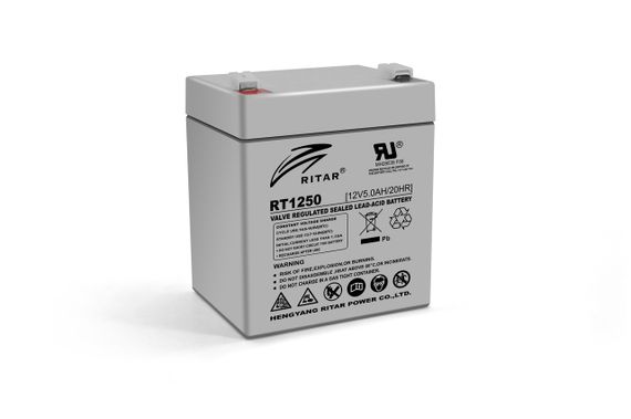Акумуляторна батарея AGM RITAR RT1250, Gray Case, 12V 5.0Ah  ( 90 х70 х 101 (107) ) Q10