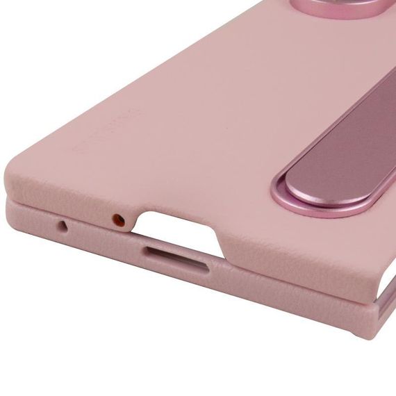 Шкіряний чохол Leather Case (AAA) with stand для Samsung Galaxy Z Fold7 Black Pink | Зображення 4