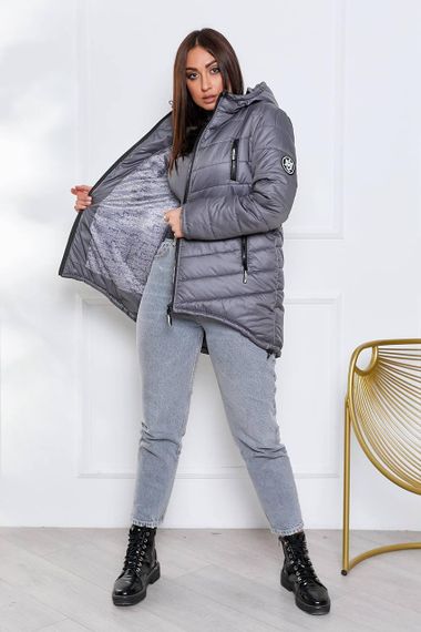 Елегантна жіноча парка, арт. 300, темно сірий графіт | Зображення 2
