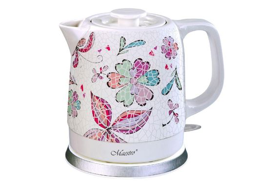 Электрочайник керамический Maestro MR-068-FLOWERS, 1.5 л, 1200 Вт