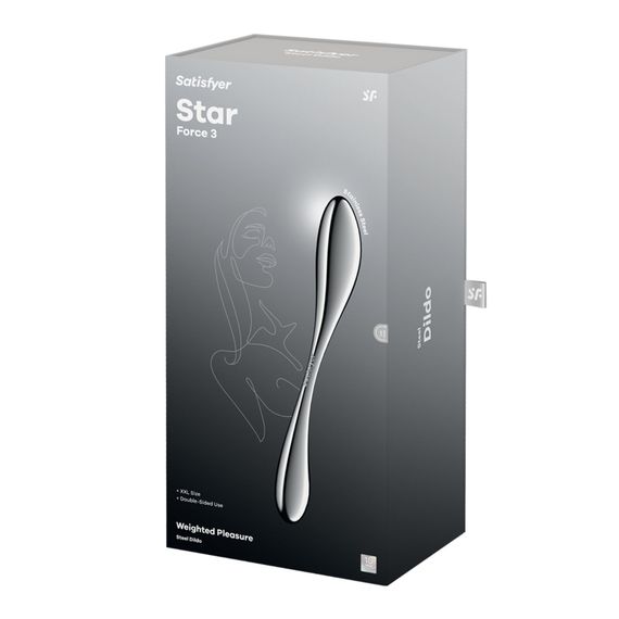 Металевий дилдо Satisfyer Star Force 3, двосторонній, можна нагрівати та охолоджувати, дуже важкий | Зображення 4