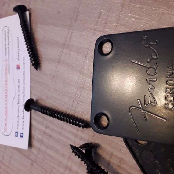 Крепление для грифа некплейт neckplate электрогитары бас-гитары Fender Stratocaster Telecaster черный | Зображення 1