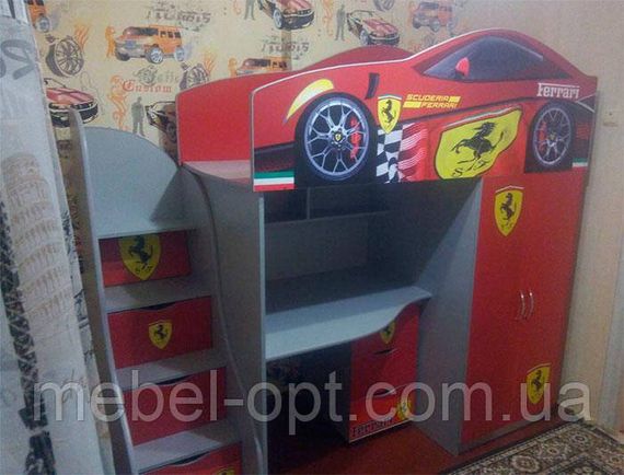 Детская кровать-комната Bed-Room №1 Ferrari графит, спальное место 1700х800 мм | Зображення 5