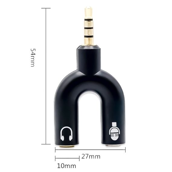 Разветвитель для наушников и микрофона Addap AJA-03, 3,5 мм Jack 3-pin на 4-pin | Аудиоадаптер, сплиттер, черный | Зображення 5