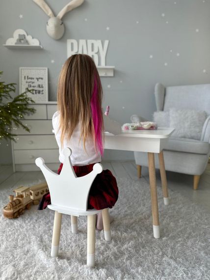 Дитячий столик і стільчик корона білий. Столик із нішею для олівців і розмальовок | Зображення 6