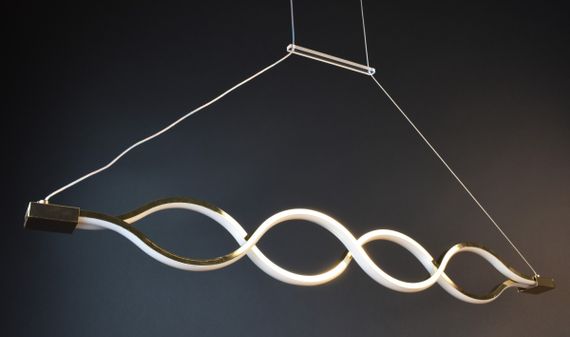 Люстра світлодіодна підвісна LED світильник для квартири на стелю лед 27444 Золото 30-110х6х122 см. | Зображення 5