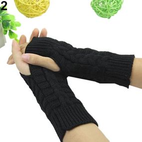 Митенки вязаные без пальцев Черные