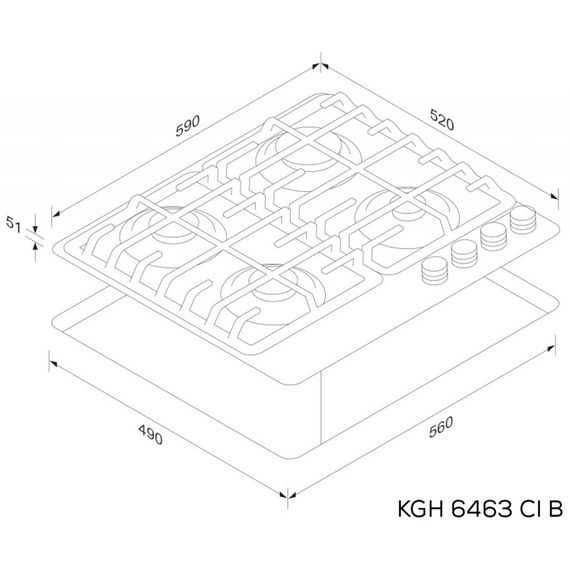 Варочная поверхность Kernau KGH 6463 CI B | Зображення 1