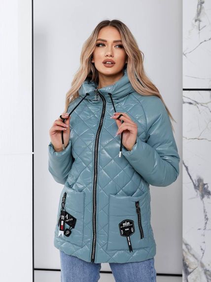 Жіноча стьобана куртка з блиском, арт.504, світло зелений | Зображення 4
