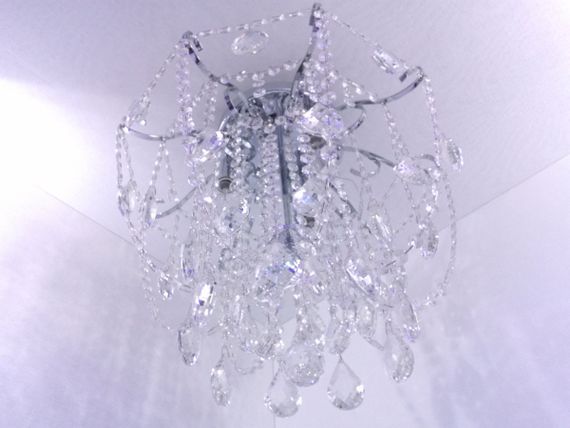 Люстра стельова кришталева з пультом 25486 Хром 42х45х45 см. | Зображення 1