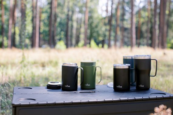 Термочашка Tribe Classic Mug 500 мл, Дорожня кружка трайб для чаю та кави, термокружка для походу, Оливковий | Зображення 9