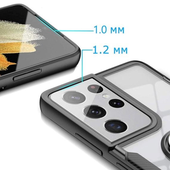 Чохол Primolux Ring Magnetic Stand для Samsung Galaxy S21 Ultra (SM-G998 / G9980) - Black | Зображення 4