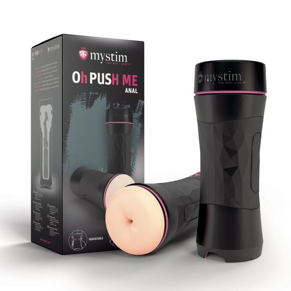 Мастурбатор-попка Mystim O(h) PUSH ME Anus, можна стискати та регулювати вакуум | Зображення 5