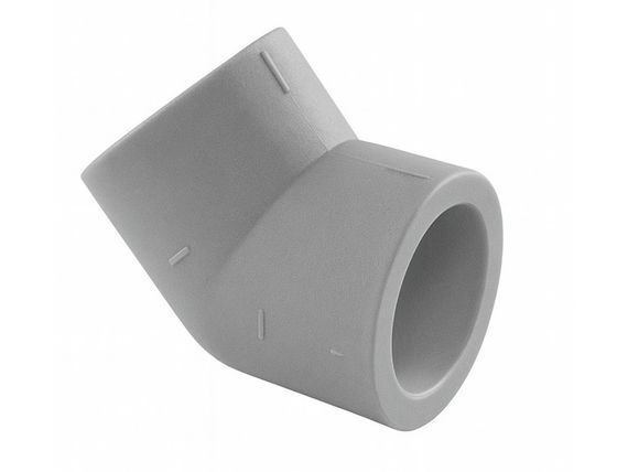 Кутник PPR 45° Ø63 сірий колір ASCO® 4/40шт