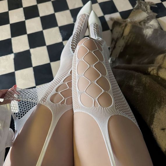 Еротичні колготки з відкритими стегнами Babydoll 44 Білий 3211-3 | Зображення 3