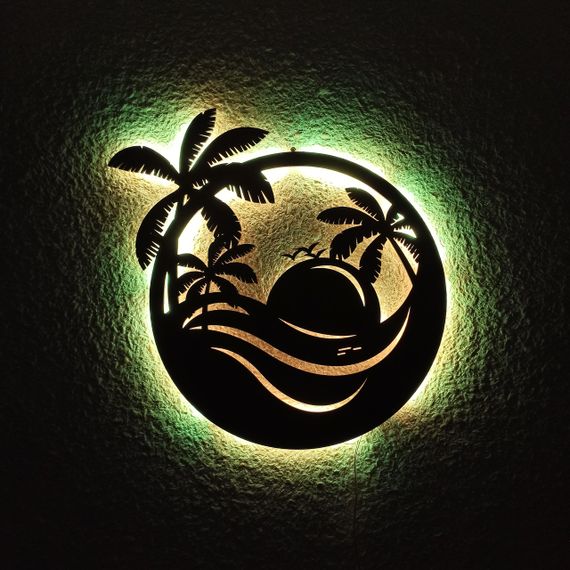 Панно декоративне картина на стіну Морський пейзаж LED 16 кольорів телефон 410х450 acr-p000057 | Зображення 1