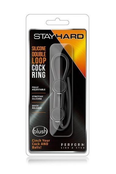 Регулируемое эрекционное кольцо STAY HARD DOUBLE LOOP BLACK Sex Aura | Зображення 1