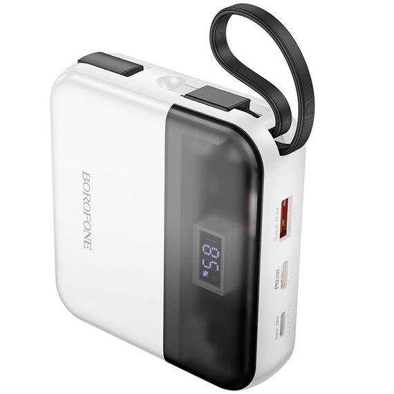 Портативний ЗП Power Bank BOROFONE BJ64 Distinct 22.5W+PD20W with cable 10000 mAh White | Зображення 1