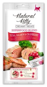 Жидкое лакомство для котов с лососем Natural Kitty Creamy Treats Tuna With Salmon & Cranberry, 4 шт х 12 гр
