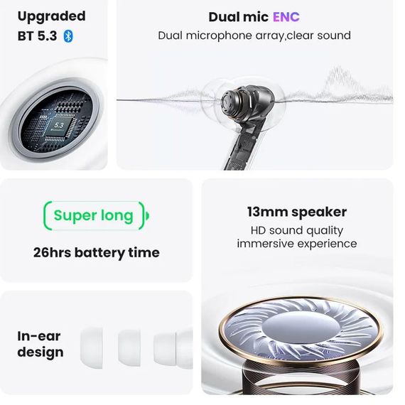 Бездротові TWS навушники Usams-XD19 X-don Series ENC BT 5.3 Gradient Purple | Зображення 5