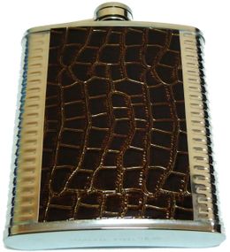 Фляга из пищевой нержавеющей стали обтянута кожей (Объем: 532 мл/ 18oz.) GD18