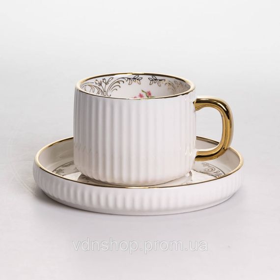 Столовый набор посуды тарелок и чашек 32 предмета на 6 персон "Золотой Кант" фарфоровый TH-32 | Зображення 1