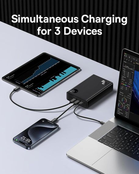 Повербанк 24000mAh 140W Baseus Adaman Metal 86.4Wh 28V 2xType-C/USB чорний (P10021508113-00) Детальніше: https://eriksann.com.ua/u | Зображення 4